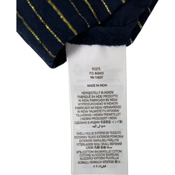 Boden Womens Pants UK 12 US 8 Navy Blue Pinstripe Metallic Trousers R0275 NWT - Picture 9 of 14